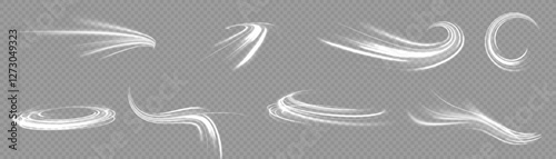 	
White shiny sparks of spiral wave. Curved bright speed line swirls. Shiny wavy path. Magic golden swirl with highlights. Glowing swirl bokeh effect.