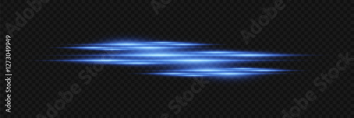 Blue light line of light. Dynamic neon effect. On a transparent background.