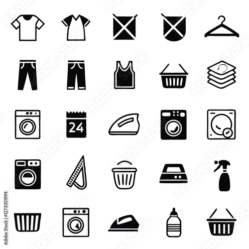Detergent, Washer, and Iron Icons