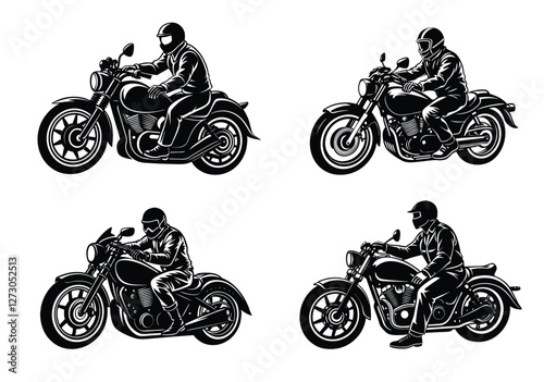 Silhouette of motorcycle rider.