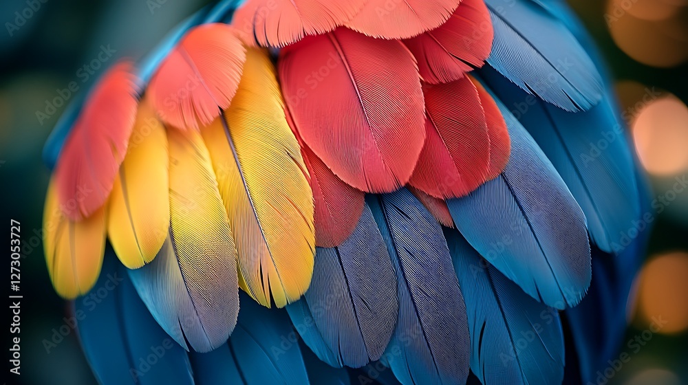 Fototapeta premium Close up vibrant parrot feathers