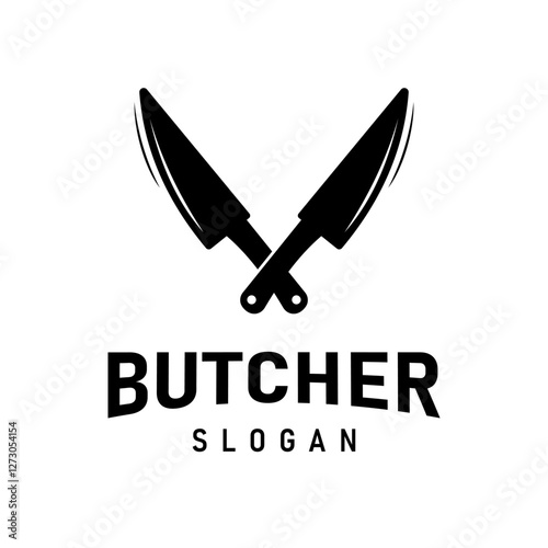 Retro Vintage Style Butcher Knife Silhouette Illustration suitable for Chef, Restaurant or Culinary Business Logo design.