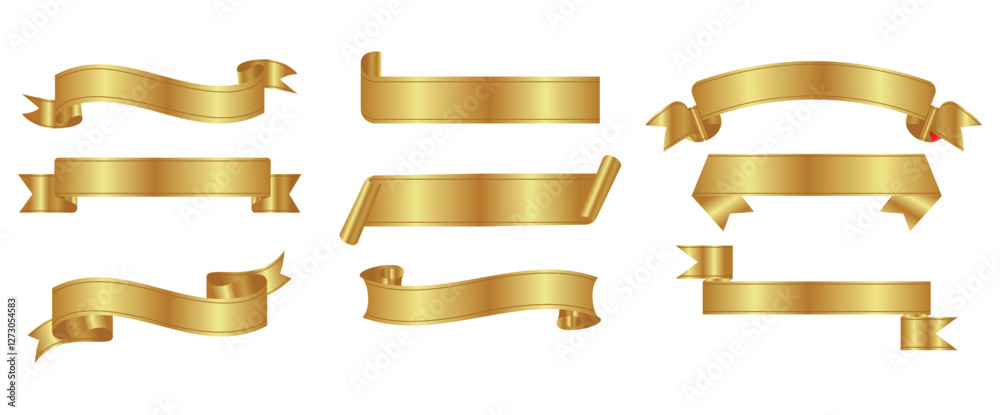 Gold ribbon banner set vector Gold ribbon banner set vector