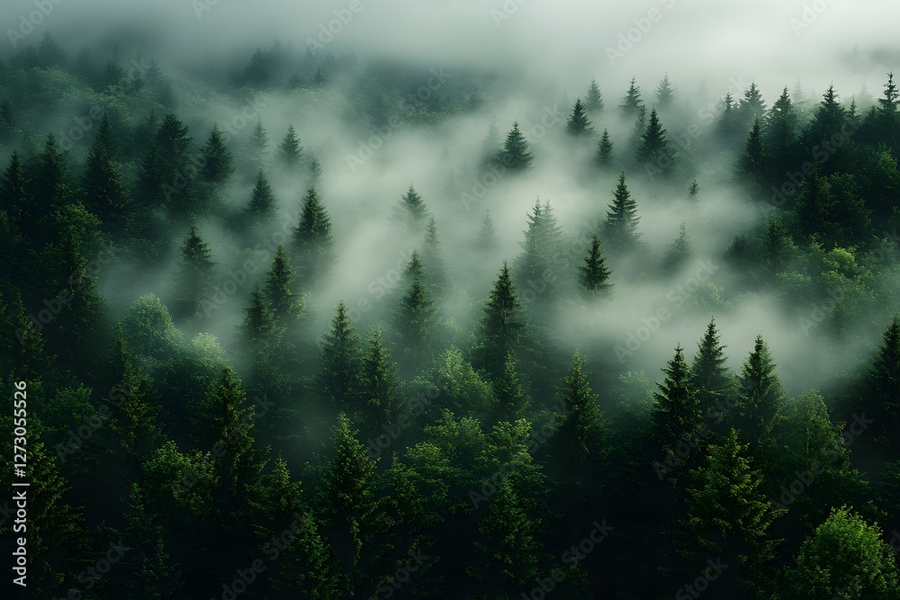 Mystical Foggy Forest Landscape Perfect for Nature and Environmental Designs Mystical Foggy Forest Landscape Perfect for Nature and Environmental Designs