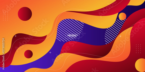 Wallpaper Mural Abstract 3D background with colorful red, orange and purple liquid color element design. Creative banner style. Vector Eps10 Torontodigital.ca