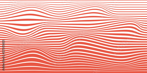 Abstract Wavy Line Patterns in Dynamic Vibrant Red on White Background