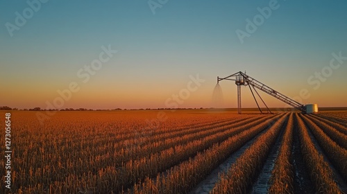 Sunset over Irrigated Cornfield photo