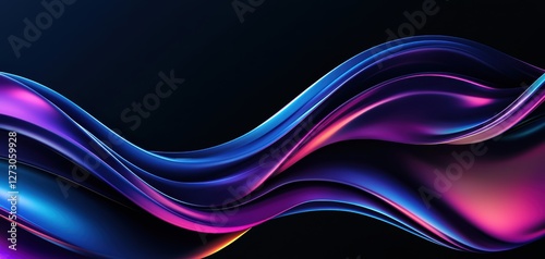 Abstract energy waves of glowing neon light, vibrant intertwined ribbons of color against a dark backdrop, smooth flowing motion photo