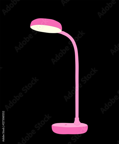 pink color of study lamp isolated on black background