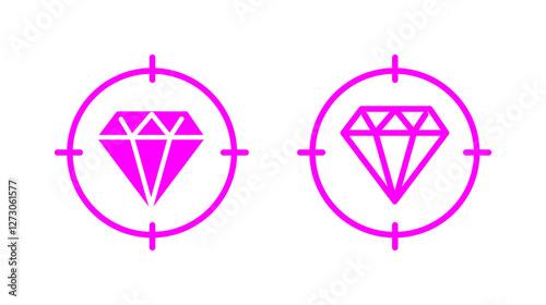 Stylized Abstract Diamond Symbols in Magenta Over a White Background