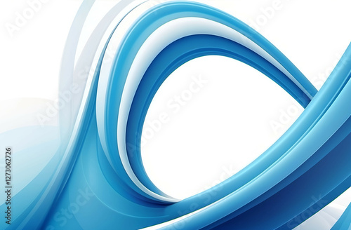 Abstract Blue Smooth Curved Lines on white background	