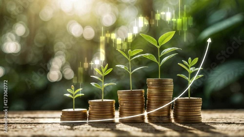 Sustainable Investment and Green Economy Growth The Path to Financial and Environmental Stability.Growth chart.