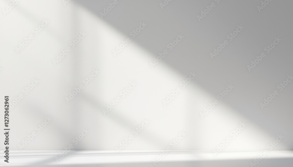 Calm minimalist interior with soft light and shadows on empty white wall Calm minimalist interior with soft light and shadows on empty white wall