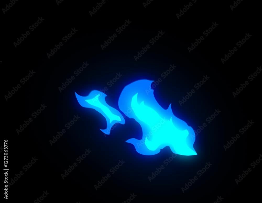 Animated blue cartoon fire burning Animated blue cartoon fire burning