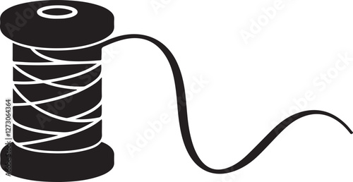 vector illustration of a pair of black and white glasses, silhouette of a roll of thread on a spool, with a white background