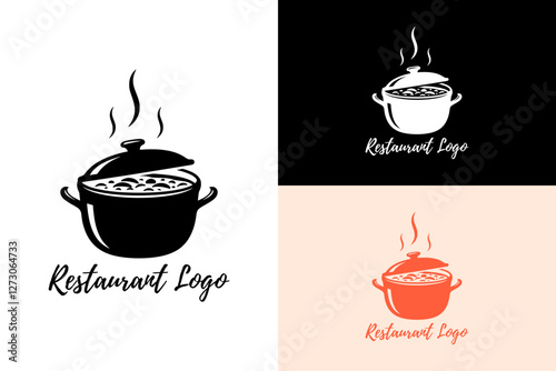 illustration of steaming chili pot, street food, cuisine, dishes, restaurant logo, foodie, food cart, food van, food blog, recipe web, kitchen, chef, vector, logo