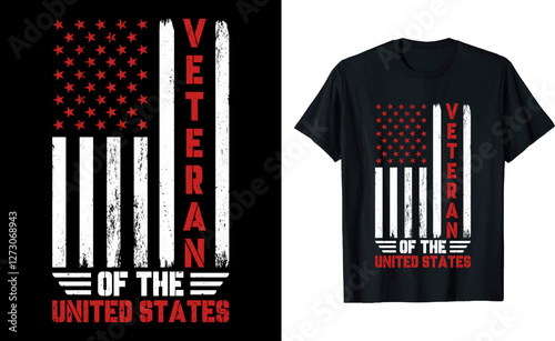 Veteran of the United States USA Flag Graphic T-Shirt Design