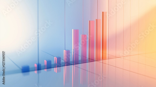 Abstract 3D glass graph symbolizing financial growth in a modern minimalistic design.