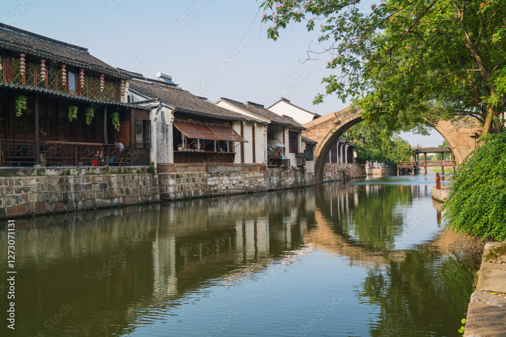 Old houses, rivers, and bridges in Zhouzhuang Ancient Town, Suzhou City, Jiangsu Province, China On April 18th, 2023 Old houses, rivers, and bridges in Zhouzhuang Ancient Town, Suzhou City, Jiangsu Province, China On April 18th, 2023