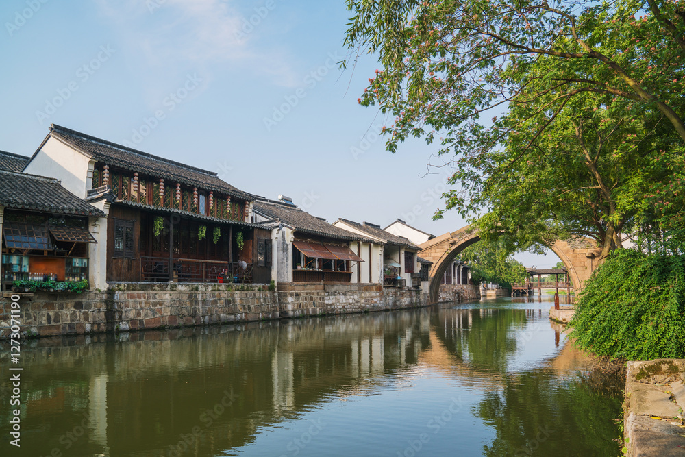 Old houses, rivers, and bridges in Zhouzhuang Ancient Town, Suzhou City, Jiangsu Province, China On April 18th, 2023 Old houses, rivers, and bridges in Zhouzhuang Ancient Town, Suzhou City, Jiangsu Province, China On April 18th, 2023