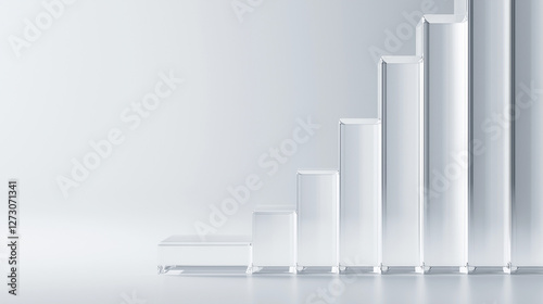 Abstract 3D glass graph symbolizing financial growth in a modern minimalistic design.