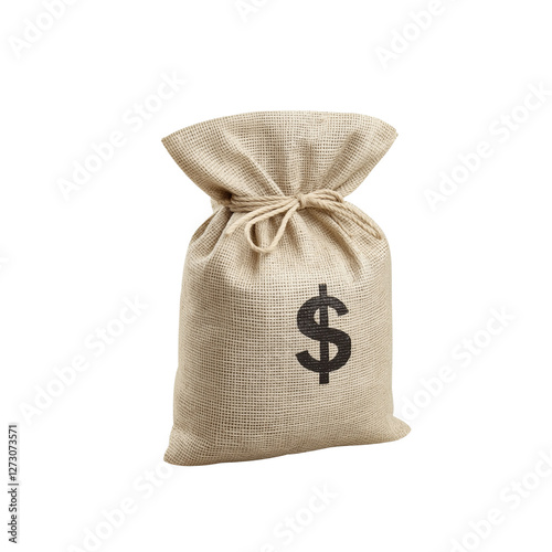 burlap sack with dollar sign, symbolizing wealth and finance. Perfect for concepts related to money, savings, and investment