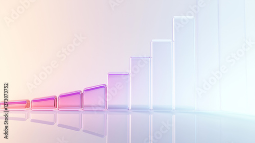 Abstract 3D glass graph symbolizing financial growth in a modern minimalistic design.