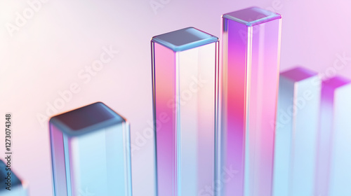 Abstract 3D glass graph symbolizing financial growth in a modern minimalistic design.