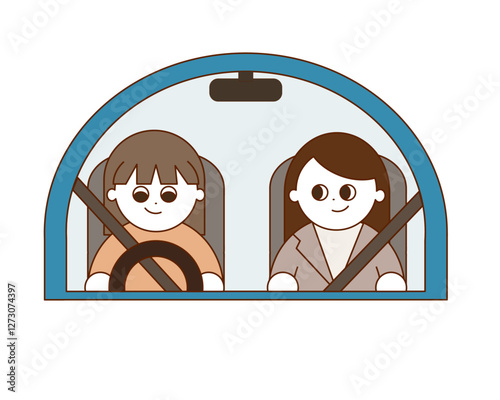 車を運転する女性と助手席で見守る女性