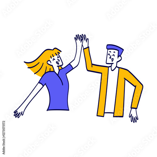 Coworker High Five Vector Illustration