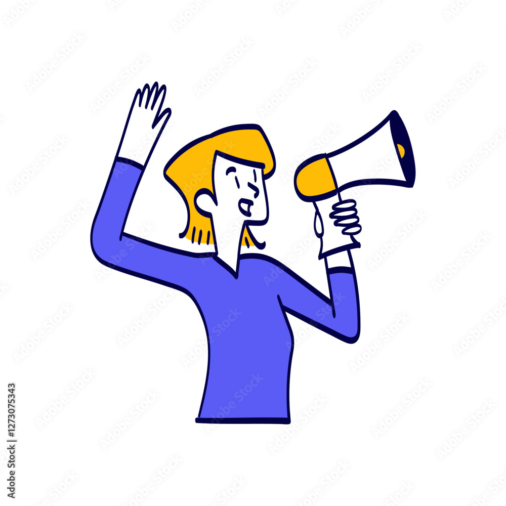 Marketing with a Hand Holding a Megaphone Hand Drawn Illustration Marketing with a Hand Holding a Megaphone Hand Drawn Illustration