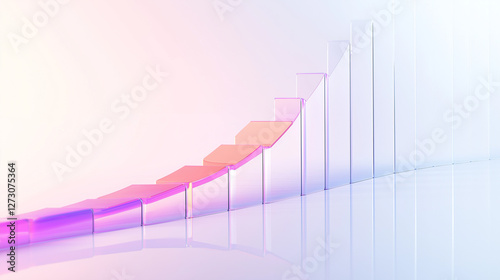 Abstract 3D glass graph symbolizing financial growth in a modern minimalistic design.