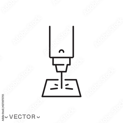 laser icon, anti aging laser for beautiful skin, beam machine concept, thin line symbol isolated on white background, editable stroke eps 10 vector illustration
