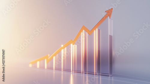 Abstract 3D glass graph symbolizing financial growth in a modern minimalistic design.
