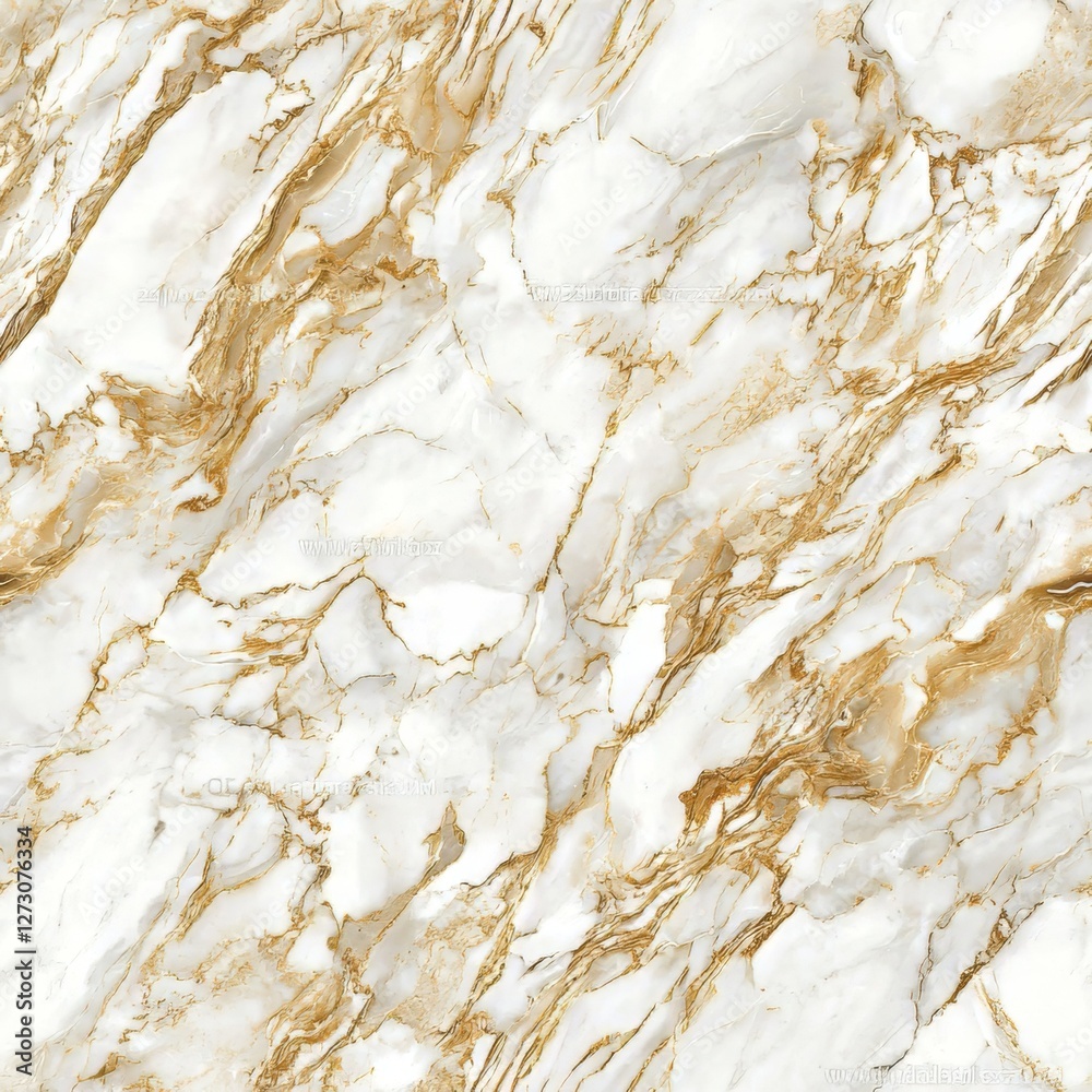 Naklejka premium Elegant Golden Veins in White Marble Textured Surface Artwork Design