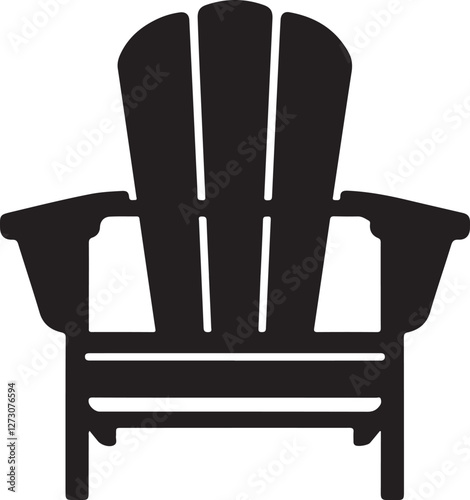 chair on white background, silhouette of an Adirondack chair icon with a white background
