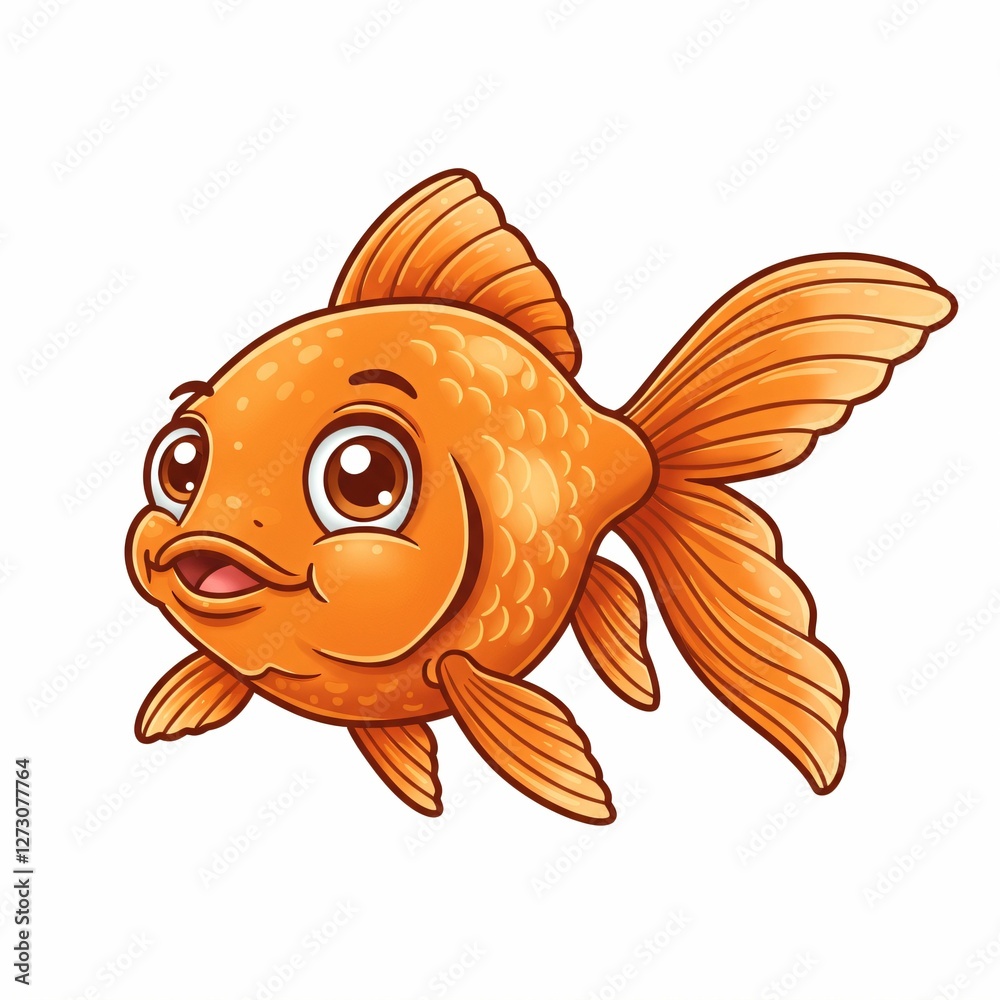 Obraz premium Cute cartoon goldfish illustration