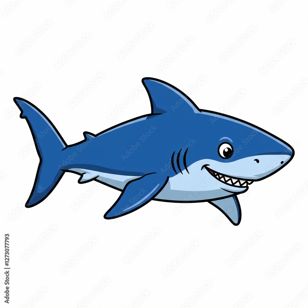 Cheerful Cartoon Shark Illustration Cheerful Cartoon Shark Illustration