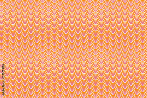 Seamless Japanese Pattern with pink and Orange Roses