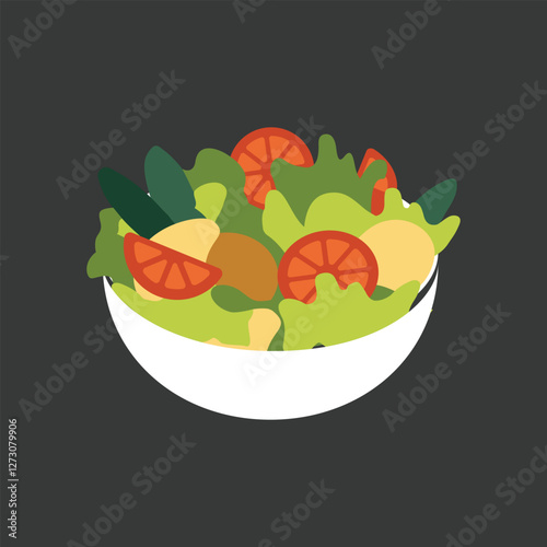 Fresh Green Salad in a Bowl – Healthy Food Vector Icon