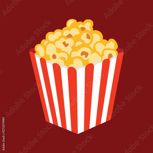 A Box of Popcorn – Crunchy & Fluffy Movie Snack Vector Icon