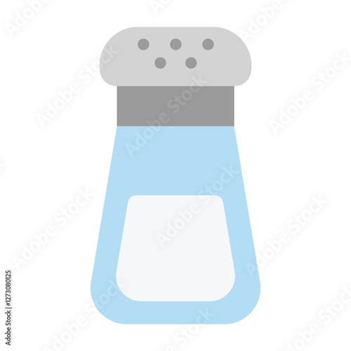 Salt Shaker Vector Icon – Transparent Glass Bottle with Silver Cap for Pouring Salt