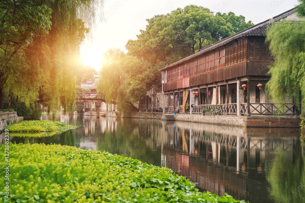 Old houses, rivers, and bridges in Zhouzhuang Ancient Town, Suzhou City, Jiangsu Province, China On April 18th, 2023 Old houses, rivers, and bridges in Zhouzhuang Ancient Town, Suzhou City, Jiangsu Province, China On April 18th, 2023
