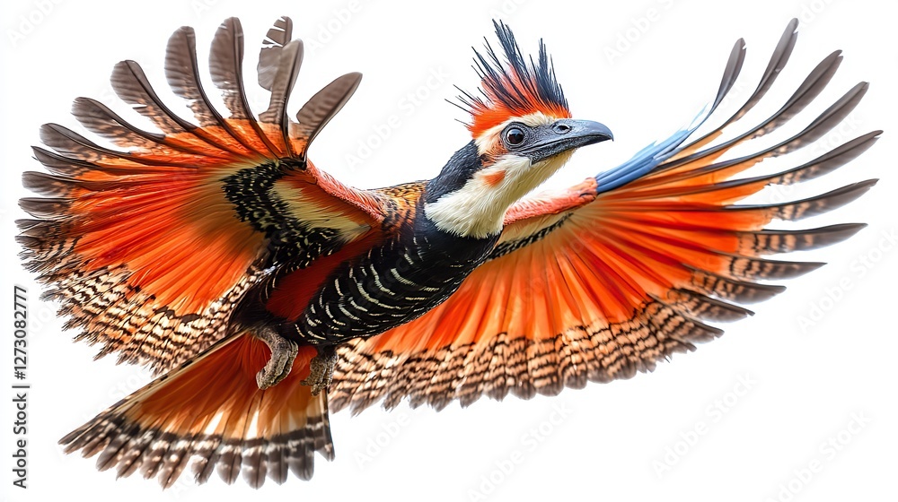 Fototapeta premium vibrant hoatzin bird in png format isolated on transparent background with distinctive feather patterns and unique appearance