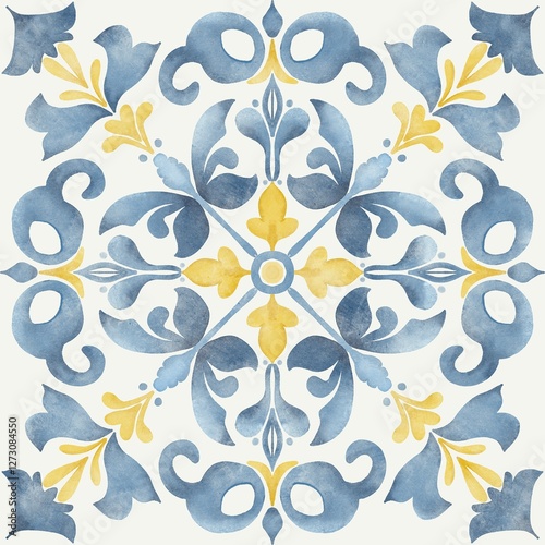 Mediterranean Watercolor , Italian Blue Tile, Mediterranean tiles, Amalfi Coas