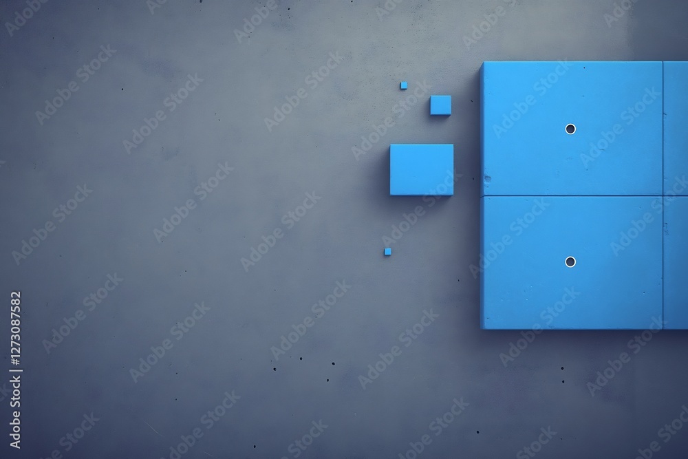 Abstract Blue Cubes Minimalist Wall Art. AI Generated Abstract Blue Cubes Minimalist Wall Art. AI Generated