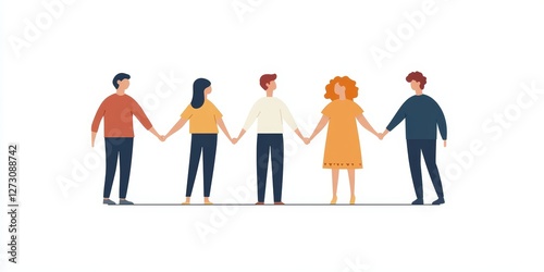 People figures holding hands. Vector images, 