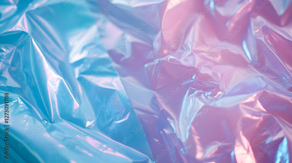 Fototapeta premium Abstract iridescent folds of fabric creating a mesmerizing play of light and shadow design