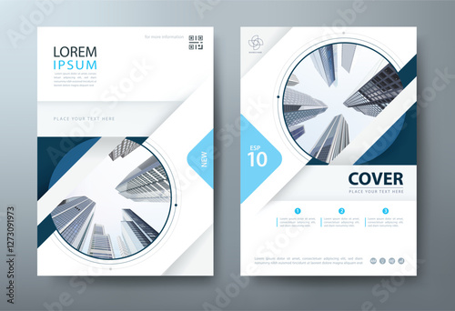 Blue Annual report brochure flyer design template vector, Leaflet, presentation book cover templates, layout in A4 size