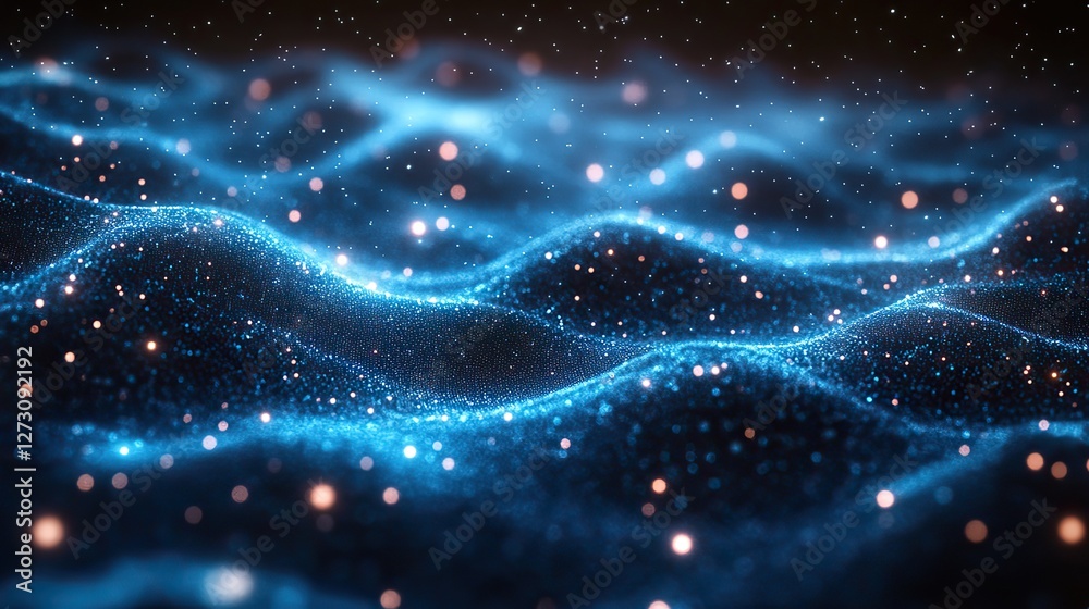 Obraz premium wireframe background with plexus effect futuristic vector illustration abstract blue background with stars abstract background with lights